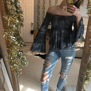 Off the shoulder tie dye top